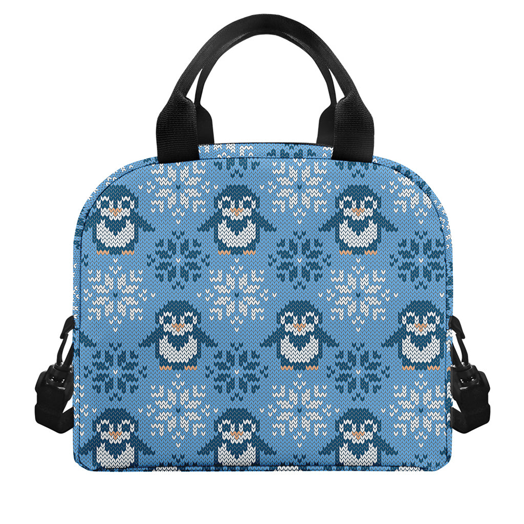 Snowy Penguin Knitted Pattern Print Insulated Lunch Bag