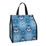Snowy Penguin Knitted Pattern Print Insulated Lunch Tote