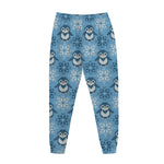 Snowy Penguin Knitted Pattern Print Jogger Pants
