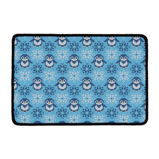 Snowy Penguin Knitted Pattern Print Kitchen Mat