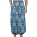 Snowy Penguin Knitted Pattern Print Lantern Pants