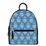 Snowy Penguin Knitted Pattern Print Leather Backpack