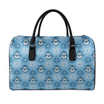 Snowy Penguin Knitted Pattern Print Leather Duffle Bag