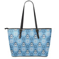 Snowy Penguin Knitted Pattern Print Leather Tote Bag With Zipper