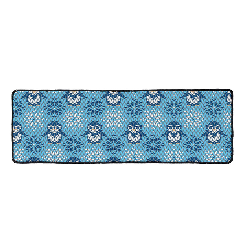 Snowy Penguin Knitted Pattern Print Long Kitchen Mat