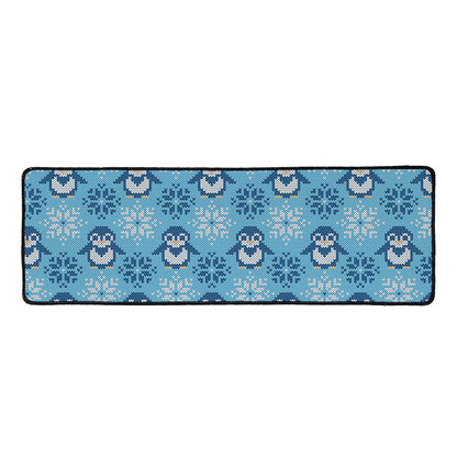 Snowy Penguin Knitted Pattern Print Long Kitchen Mat
