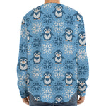 Snowy Penguin Knitted Pattern Print Long Sleeve Baseball Jersey