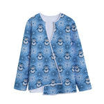 Snowy Penguin Knitted Pattern Print Long Sleeve Short Coat