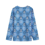 Snowy Penguin Knitted Pattern Print Long Sleeve Short Coat