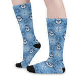 Snowy Penguin Knitted Pattern Print Long Socks