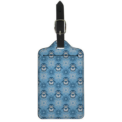 Snowy Penguin Knitted Pattern Print Luggage Tag