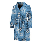 Snowy Penguin Knitted Pattern Print Men's Bathrobe