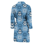 Snowy Penguin Knitted Pattern Print Men's Bathrobe