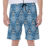 Snowy Penguin Knitted Pattern Print Men's Beach Shorts