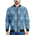 Snowy Penguin Knitted Pattern Print Men's Bomber Jacket
