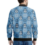 Snowy Penguin Knitted Pattern Print Men's Bomber Jacket