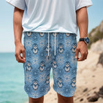 Snowy Penguin Knitted Pattern Print Men's Cargo Shorts