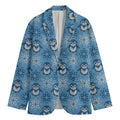 Snowy Penguin Knitted Pattern Print Men's Cotton Blazer
