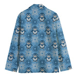 Snowy Penguin Knitted Pattern Print Men's Cotton Blazer