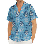 Snowy Penguin Knitted Pattern Print Men's Deep V-Neck Shirt