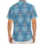 Snowy Penguin Knitted Pattern Print Men's Deep V-Neck Shirt