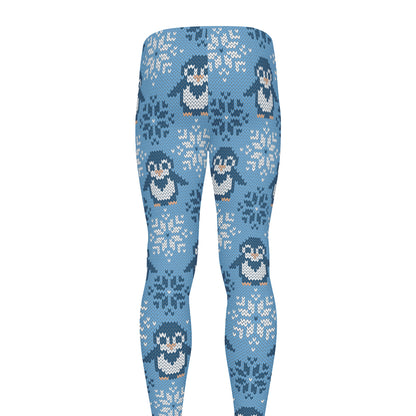 Snowy Penguin Knitted Pattern Print Men's leggings
