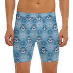 Snowy Penguin Knitted Pattern Print Men's Long Boxer Briefs