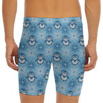 Snowy Penguin Knitted Pattern Print Men's Long Boxer Briefs