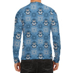 Snowy Penguin Knitted Pattern Print Men's Long Sleeve Rash Guard