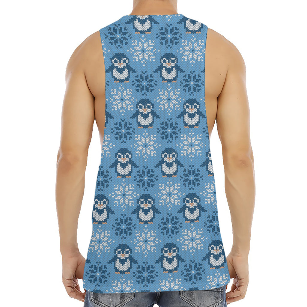 Snowy Penguin Knitted Pattern Print Men's Muscle Tank Top