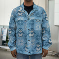 Snowy Penguin Knitted Pattern Print Men's Shirt Jacket