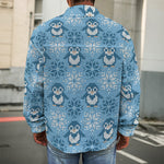 Snowy Penguin Knitted Pattern Print Men's Shirt Jacket