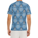 Snowy Penguin Knitted Pattern Print Men's Short Sleeve Rash Guard