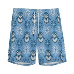 Snowy Penguin Knitted Pattern Print Men's Sports Shorts