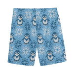Snowy Penguin Knitted Pattern Print Men's Sports Shorts
