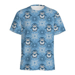 Snowy Penguin Knitted Pattern Print Men's Sports T-Shirt