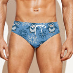 Snowy Penguin Knitted Pattern Print Men's Swim Briefs