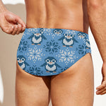 Snowy Penguin Knitted Pattern Print Men's Swim Briefs