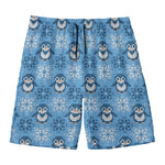 Snowy Penguin Knitted Pattern Print Men's Swim Trunks