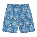 Snowy Penguin Knitted Pattern Print Men's Swim Trunks
