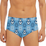 Snowy Penguin Knitted Pattern Print Men's Triangle Swim Briefs