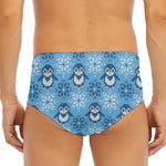 Snowy Penguin Knitted Pattern Print Men's Triangle Swim Briefs