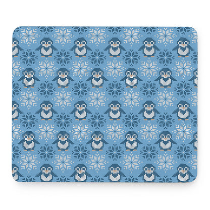 Snowy Penguin Knitted Pattern Print Mouse Pad