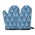 Snowy Penguin Knitted Pattern Print Oven Mitts