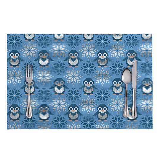 Snowy Penguin Knitted Pattern Print Placemat