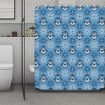 Snowy Penguin Knitted Pattern Print Polyester Shower Curtain