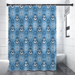 Snowy Penguin Knitted Pattern Print Premium Shower Curtain