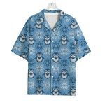 Snowy Penguin Knitted Pattern Print Rayon Hawaiian Shirt