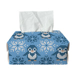 Snowy Penguin Knitted Pattern Print Rectangle Tissue Box Cover