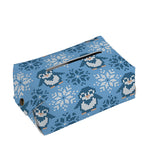 Snowy Penguin Knitted Pattern Print Rectangle Tissue Box Cover